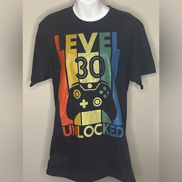 Level 30 Unlocked Shirt Funny Video Gamer 30th Birthday Gift T-Shirt - Picture 1 of 4